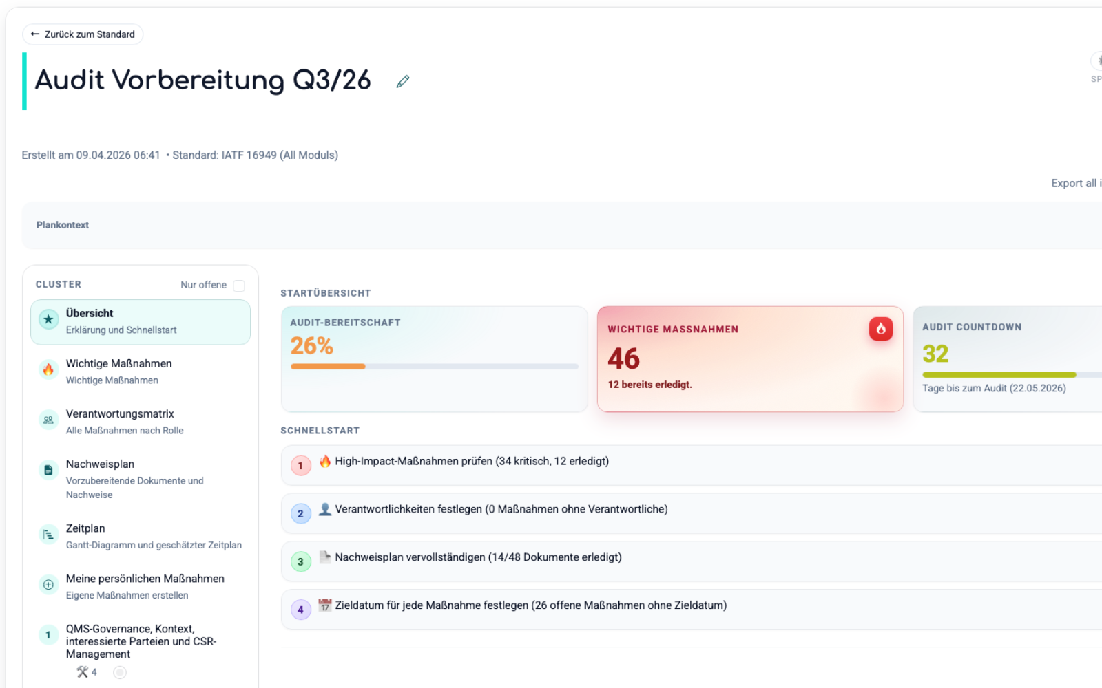 Implementierungsplan Dashboard