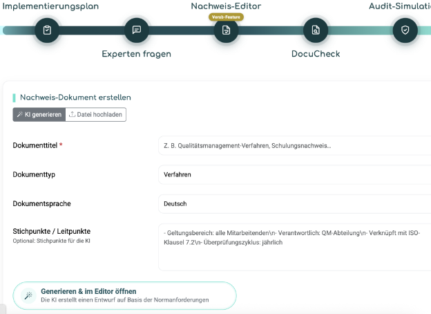 Nachweis-Editor Übersicht